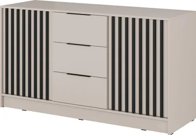 Produktbild von Masseno Kommode NELIANA 155 cm Sideboard mit 3 Schubladen und 2 Türen für Wohnzimmer Schlafzimmer Modern 155x45x86 cm Kaschmir / Kaschmir