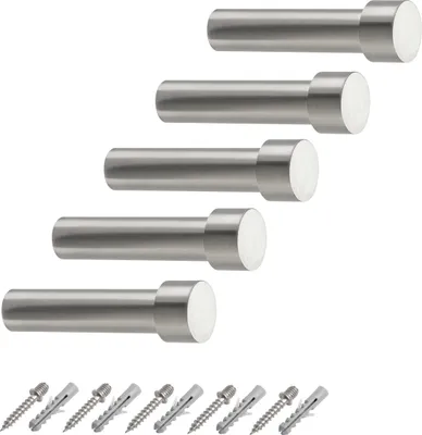 Produktbild von 5 Stück Garderobenhaken TUULA III echt Edelstahl massiv 70 mm - Design trifft auf Funktion - Kleiderhaken Wandhaken Mantelhaken