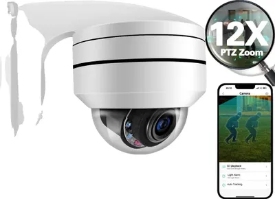 Immagine prodotto di Telecamera di sorveglianza PTZ, risoluzione 8MP, zoom ottico 12x, telecamera PTZ 4K con zoom 12x