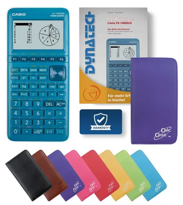 Produktbild von Casio FX-7400 G III Grafikrechner mit Schutztasche violett & Fachbuch