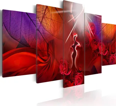 Produktbild von Modernes Wandbild b-A-0187-b-m - 5 teilig - 100x50 cm Bilder Fotografie auf Vlies Leinwand Foto Bild Dekoration Wand Bilder Kunstdruck ABSTRAKT LIEBE KUSS