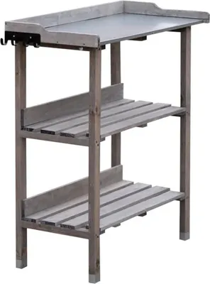 Produktbild von ITA Pflanztisch aus Holz 76x38x89 cm Grau - Mit verzinkter Arbeitsplatte und Ablageboden - Gärtnertisch - Qualität Direkt vom Hersteller - Outdoor & Indoor