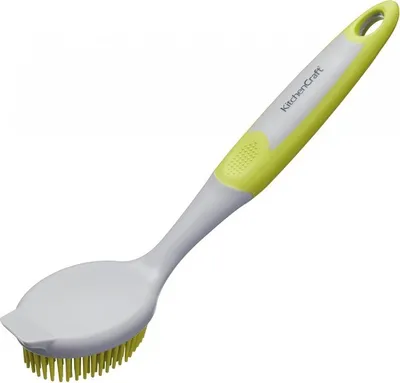 Produktbild von KitchenCraft Antibakterielle Reinigungsbürste aus Silikon & Kunststoff, 25 cm - Grün & Grau