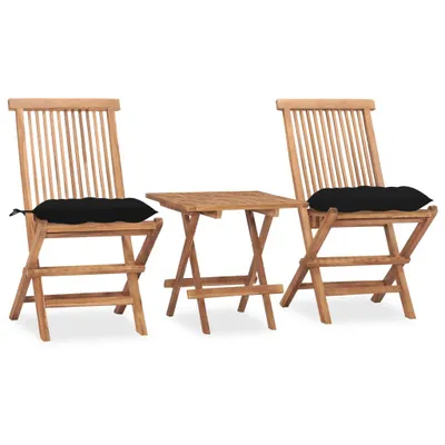 Image de salon de jardin 3 pièces avec coussins Pliable bois massif teck
