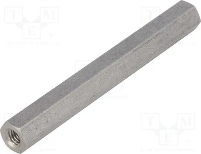 Obrázek produktu pro 10 kusů distančních spojek s závitem, vnitřní průměr 60 mm, závit M4, šestihranné, rozměry 146 x 60 mm. Distanční prvky