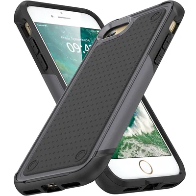 Obrázek produktu pro Pouzdro pro iPhone 8 / 7 /iPhone SE 2020 / SE 2022, vojenská kvalita, nárazuvzdorné hybridní 2v1 tvrdý PC a měkký TPU pouzdro Šedá černé