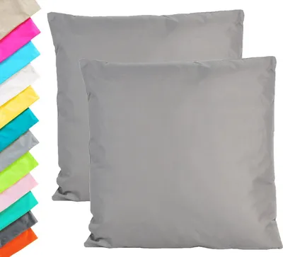 Produktbild von 2x Outdoor Lounge Kissen 45x45cm Dekokissen Set Inkl. Füllung Wasserfest Sitzkissen Garten Stuhl Lotus Effekt, Farbe:Grau