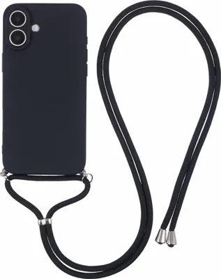 Produktbild von iPhone 16 Hülle - Coverup Colour TPU Back Cover mit Handykette - Charcoal Black
