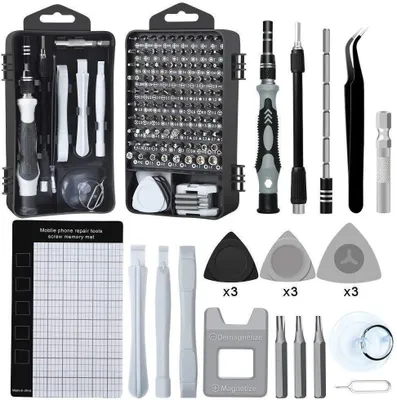 Produktbild von Präzisionsschraubendreher Set – 122-teilig – Feinmechaniker Werkzeug – Magnetische Schraubendreher – Reparaturset für Smartphone, Laptop, Kamera