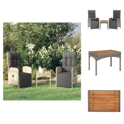 Obrázek produktu pro vidaXL Zahradní relaxační židle 2 ks se stolem Grey Poly Rattan - Zahradní židle
