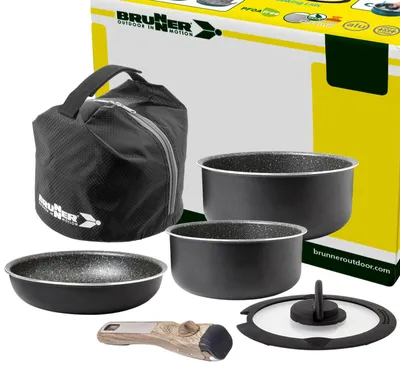 Produktbild von BRUNNER Camping Kochgeschirr Topfset | Alu | PIRATE Spacemaster, ø22cm 5+1teilig