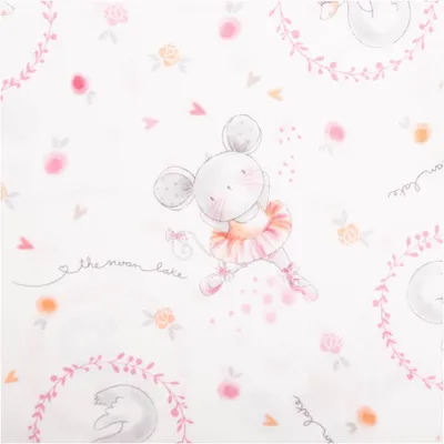 Produktbild von Popeline Baumwollstoff Daisy Tanzmäuse Digitaldruck weiß rosa 148 cm
