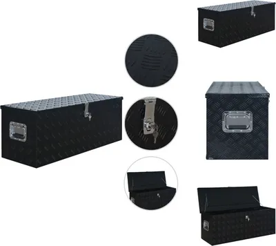 Obrázek produktu pro vidaXL Hliníkový box 1085 x 370 x 400 mm černý - Boxy na nářadí