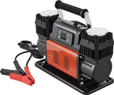 Zdjęcie produktu dla Kompresor do opon 12 V – dwucylindrowa pompa powietrza terenowa – wydajność 300 l/min – ciśnienie 10,3 bar – automatyczne wyłączanie – wyświetlacz LCD – adapter do samochodu/SUV/ciężarówki/kampera