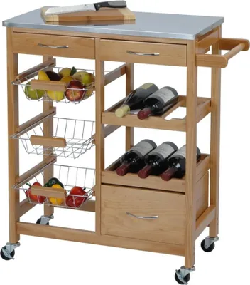 Obrázek produktu pro Kuchyňská police Excellent Houseware, nerez/dřevo, 66x36x84 cm, bílá/hnědá