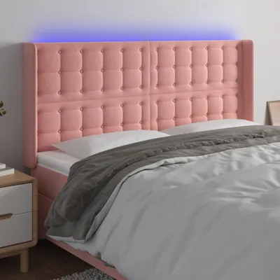 Produktbild von The Living Store LED Kopfteil Rosa 163x16x118/128 cm Samt