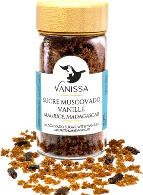 Produktbild von Vanissa Brauner Muscovado-Zucker mit Vanille Rohrzucker & Vanille 80 Gramm