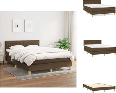 Obrázok produktu pre vidaXL Box spring posteľ s matracom tmavohnedá 140x200 cm látka - Postele a rámy postelí