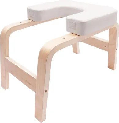 Immagine prodotto di Panca per yoga con testa in giù - Sgabello per inversioni - Capacità di carico 200 kg - 64×36×40 cm - Rivestimento imbottito inPoliuretano- Legno massello - Bianco