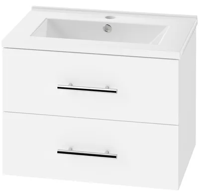 Produktbild von Waschbeckenunterschrank für Wandmontage Badezimmer Unterschrank mit Keramikbecken 60 cm Weiß