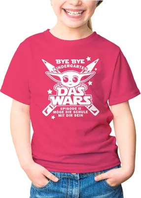 Produktbild von Kinder T-Shirt Jungen Bye Bye Kindergarten- Das Wars - Episode 2 Möge die Schule mit dir sein Geschenk zur Einschulung Schulanfang Star Moonworks® pink 122-128 (7-8 Jahre)