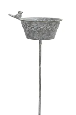 Produktbild von Futterplatz Metall grau Vintage Ø19x16xH10cm L95cm Futterstation Vogeltränke