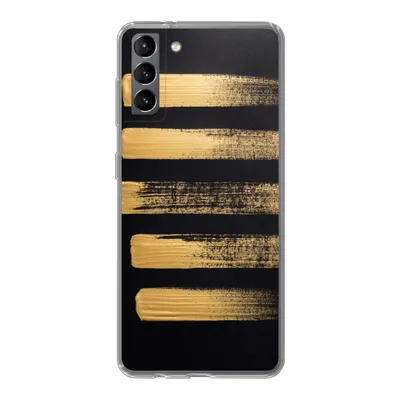 Produktbild von MuchoWow® Handyhülle Schutzhülle Hülle für Samsung Galaxy S21 Plus Muster aus goldener Farbe auf schwarzem Hintergrund Silikon Softcase Handy Hülle - Handy-Tasche