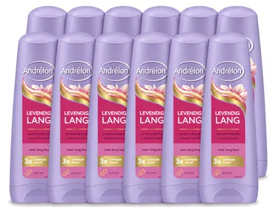 Imagen del producto de 12 acondicionadores Andrélon Levendig Lang - 200 ml - Paquete económico - 12 unidades