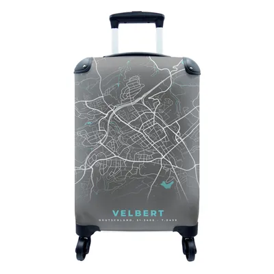 Produktbild von MuchoWow® Koffer Handgepäck Trolley Rollkoffer Kleine Reisekoffer mit 4 Rollen - Karte - Velbert - Blau - Stadtplan - Deutschland - Cabin Size < 55x40x23 cm & 55x40x20 cm - Fotokoffer - Kabinenkoffer - Boardgepäck - Reise-Box - Reisekoffer - Reisegepäck - Koffer mit Bild - Trolley für Kinder