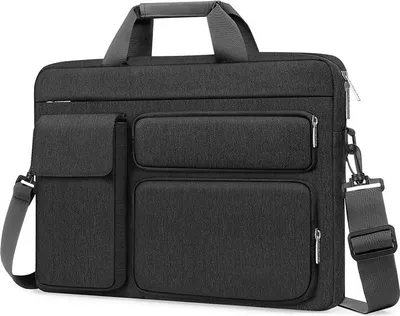 Produktbild von Wasserdichte Laptop-Tasche mit drei Fronttaschen, PolyurethanGriff, leicht & diebstahlsicher, Business & Freizeit, für 13 Zoll Laptops, Grau