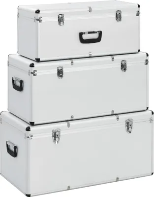 Image de Boîtes de rangement 3 pcs Argenté Aluminium