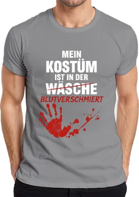 Produktbild von Mein Kostüm blutverschmiert Halloween Horror Zombie Handabdruck Herren T-Shirt, Grau, XXL