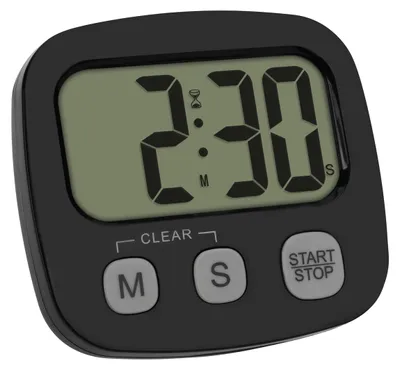 Produktbild von Digitaler Kurzzeittimer mit Stoppuhr und Uhr, magnetisch, großes Display, Eieruhr, Küchentimer, schwarz