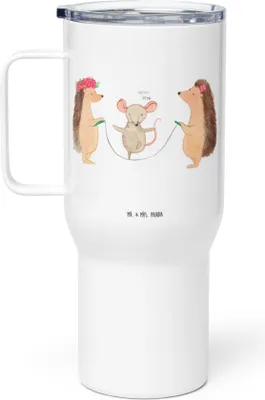 Produktbild von Mr. & Mrs. Panda Kaffee-to-go-Becher Igel Seilhüpfen - Weiß - Geschenk, Lustige Sprüche, thermosbecher, Kindergarten, Thermos-Becher, Trinkgefäß, Maus, Teetasse, Kinder