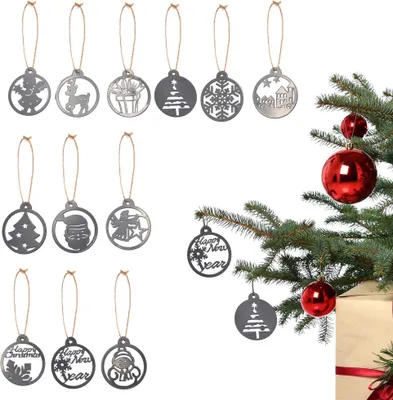 Produktbild von UNUS® Weihnachtsanhänger 12er Set Silber, Christbaumschmuck