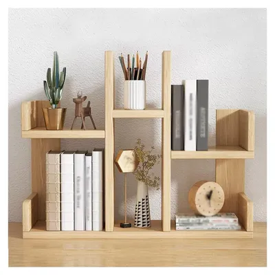 Image de Étagère en bois pour bureau, avec 4 compartiments