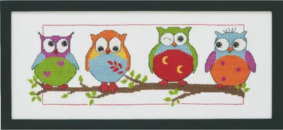 Produktbild von Permin Kreuzstich-Set „Eulen“, 36 x 15 cm, 92-3387