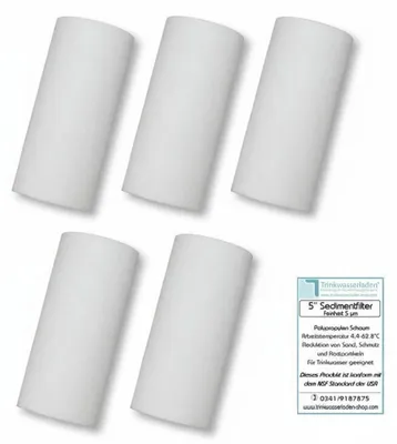 Produktbild von 5 Stück 5 Zoll Sedimentfilter, Wasserfilter, Polypropylen Schaum, Filterkerze, Kerzenfilter 5 µm