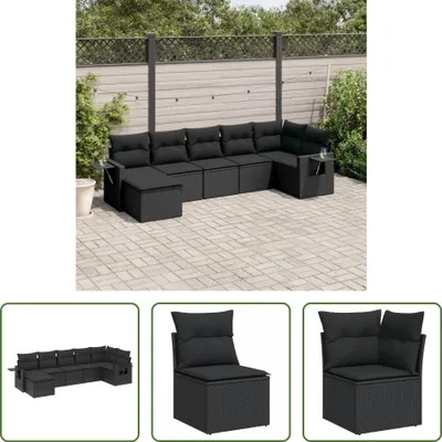 Produktbild von The Living Store 7-tlg. Garten-Sofagarnitur mit Kissen Schwarz Poly Rattan