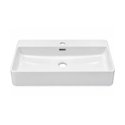 Produktbild von VBChome Waschbecken 59 x 44 cm Keramik Weiß Rechteckig mit Hahnloch Aufsatzwaschbecken Gäste WC