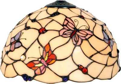 Produktbild von Clayre & Eef Lampenschirm Tiffany Ø 30x20 cm Beige Rosa Glas Schmetterling