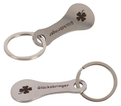Einkaufswagenchip aus Edelstahl, 3 Stück, Schlüsselanhänger