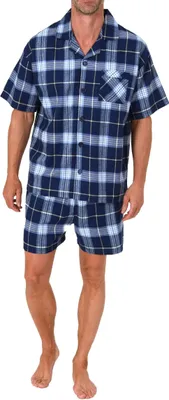 Produktbild von Normann Herren Flanell kurzarm Schlafanzug Shorty Pyjama – auch in Übergröße ; marine , 58