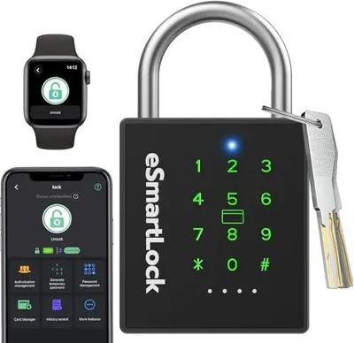 Produktbild von Kombinationsschloss Vorhängeschlosscodeschlüssel NFC RFID Elinksmart Wetterfestes Hochleistungs -Schließfachzaun, 1000 Benutzer App Mobiltelefone oder