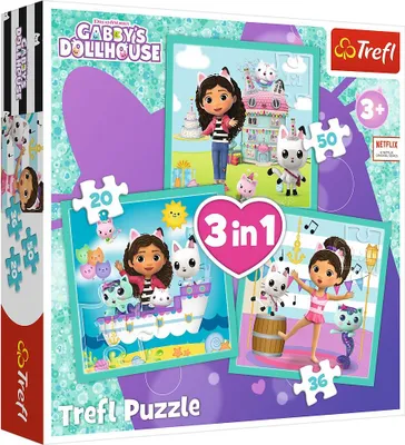 Image de Trefl Gabby'S Ensemble de puzzle 3 en 1 pour maison de poupée
