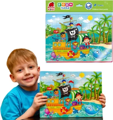 Zdjęcie produktu dla Roter Kafer Puzzle Piankowe A4 Piraci - Edukacyjna Zabawa Dla Dzieci