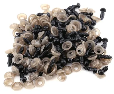 100er Set schwarze Kunststoff-Puppenaugen 9 mm für Amigurumis