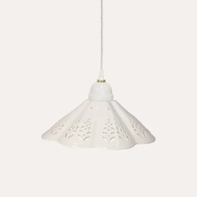 Immagine prodotto di KEYHOMESTORE | Lampadario Traforato con Treccia in Vetroceramica Bianco Ø.38 cm