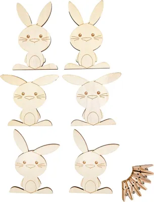 Produktbild von Bastelset Häschen mit Holzklammer, 6er Set