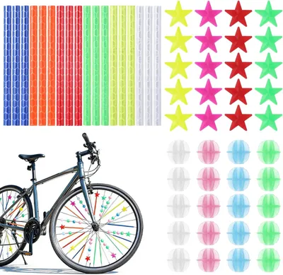 Imagen del producto de Reflectores para radios de bicicleta, de varios colores, juego de 96 unidades, aptos para bicicletas de niños